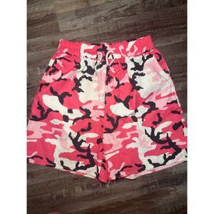 Pink Camo Swim Trunks Shorts Women's Large Polyester Board Shorts